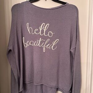 Gilli Lavender Knit Top with Script Detail